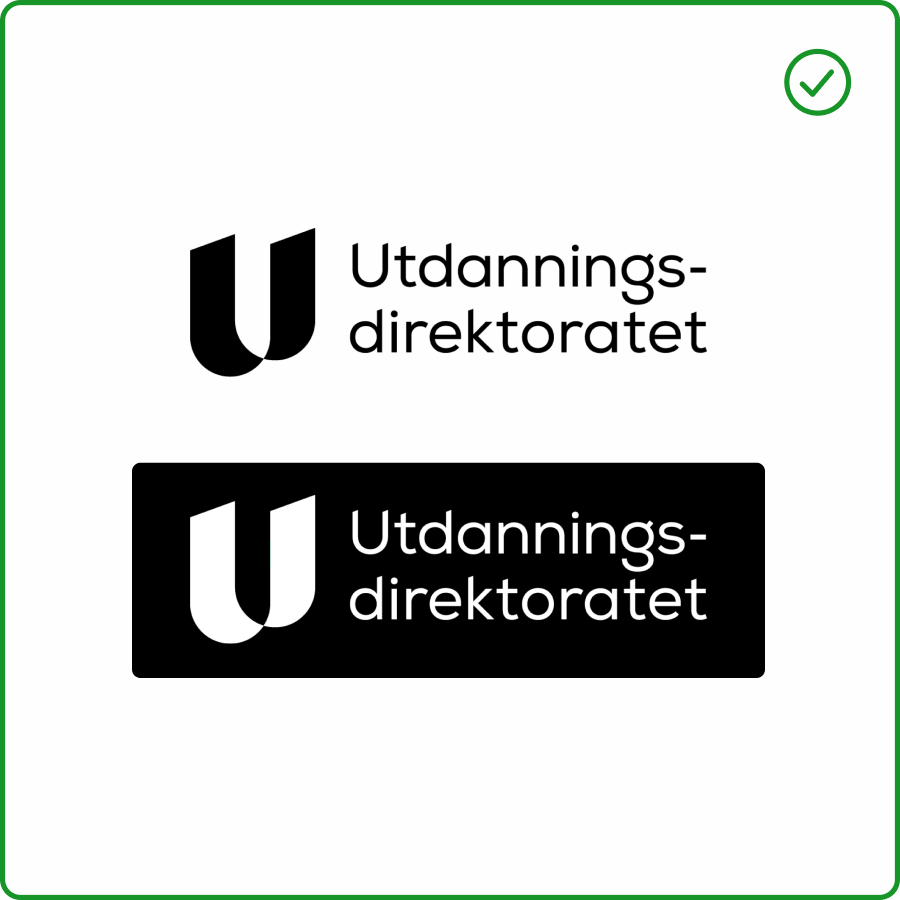 Logo i sort p&aring; hvit bakgrunn og logo i hvit p&aring; sort bakgrunn