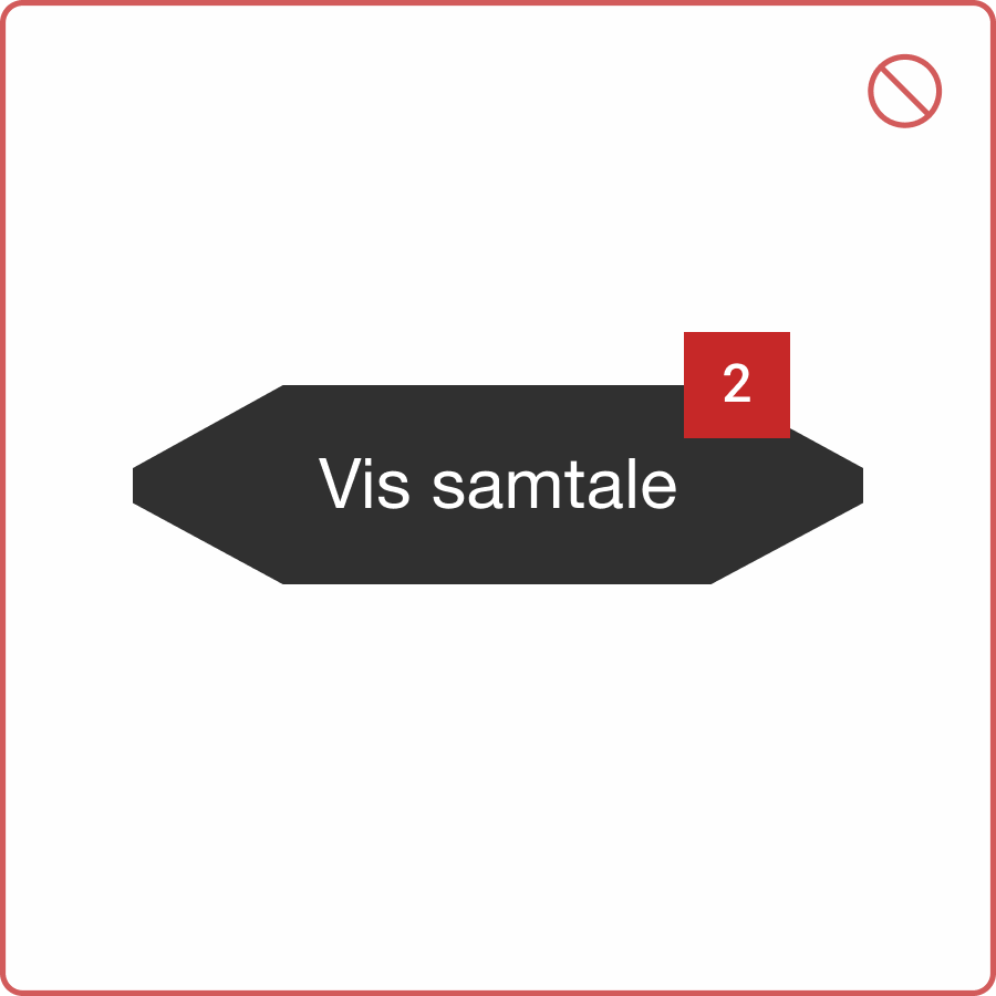 Sort rektangel med kuttede hj&oslash;rner og lite, r&oslash;dt kvadrat &oslash;verst til h&oslash;yre