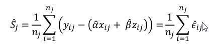̂𝑗=1𝑛𝑗&sum;(𝑦𝑖𝑗&minus;(𝛼̂𝑥𝑖𝑗+ 𝛽̂𝑧𝑖𝑗))=𝑛𝑗𝑖=11𝑛𝑗&sum;𝜖𝑖𝑗 𝑛𝑗𝑖=1 