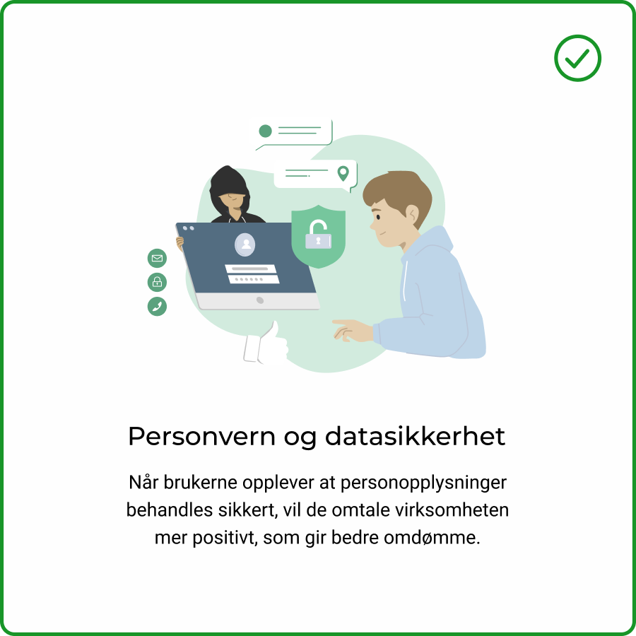 Illustrasjon med tekst tilknyttet og gr&oslash;nn ramme rundt